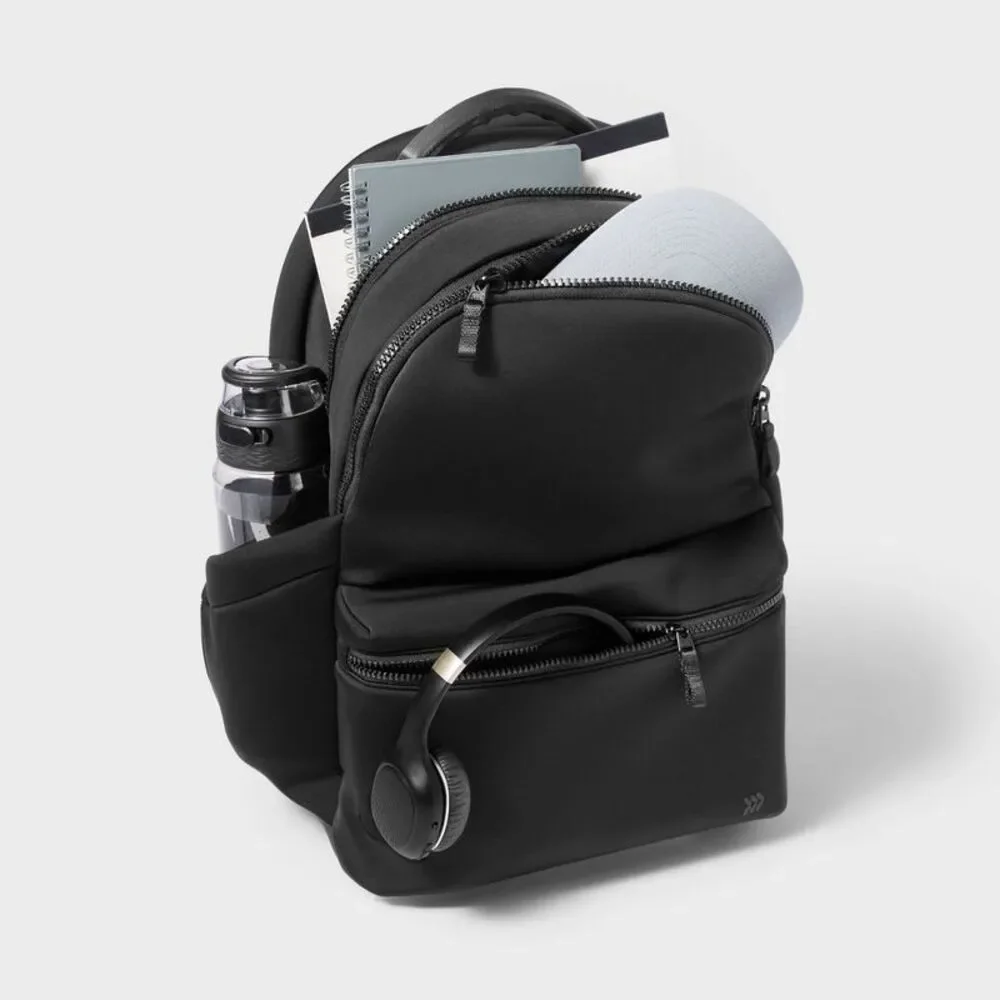 Open Box - All In Motion - Faux Neoprene 17" Backpack Black - All  Black - Picture 4 of 4